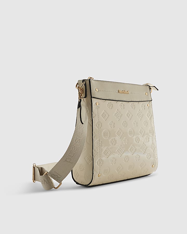 Cream Embossed Monogram Messenger Bundle Bag