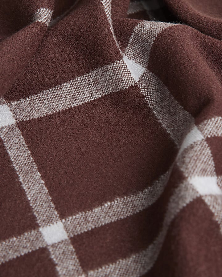Brown Checked Print Scarf