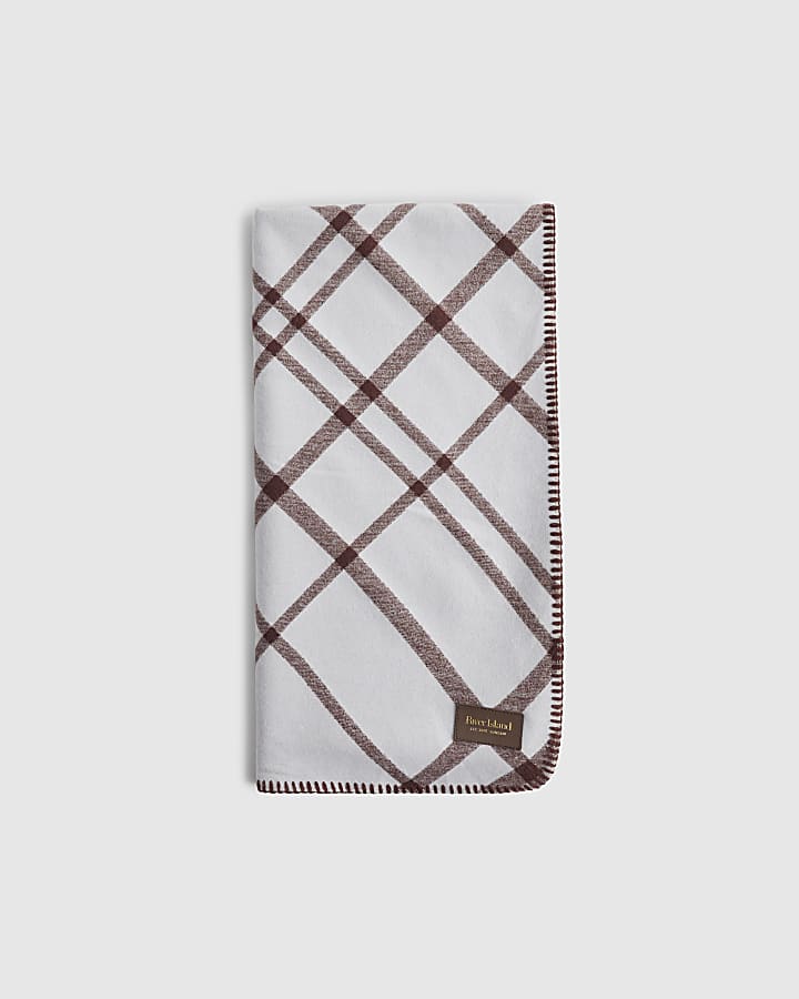 Brown Checked Print Scarf