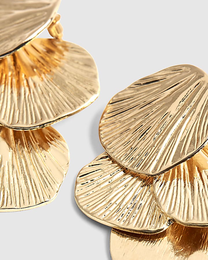 Gold Layered Fan Drop Earrings