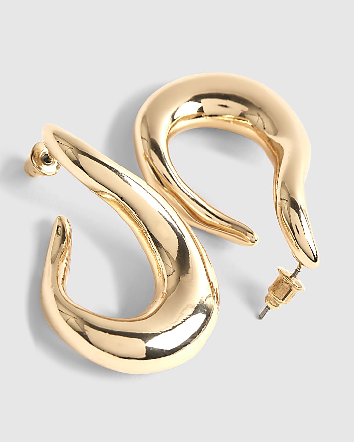 Gold Abstract Hoop Earrings