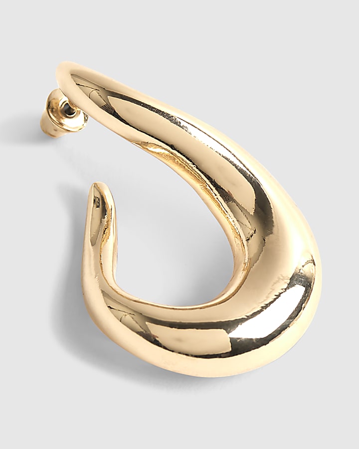 Gold Abstract Hoop Earrings