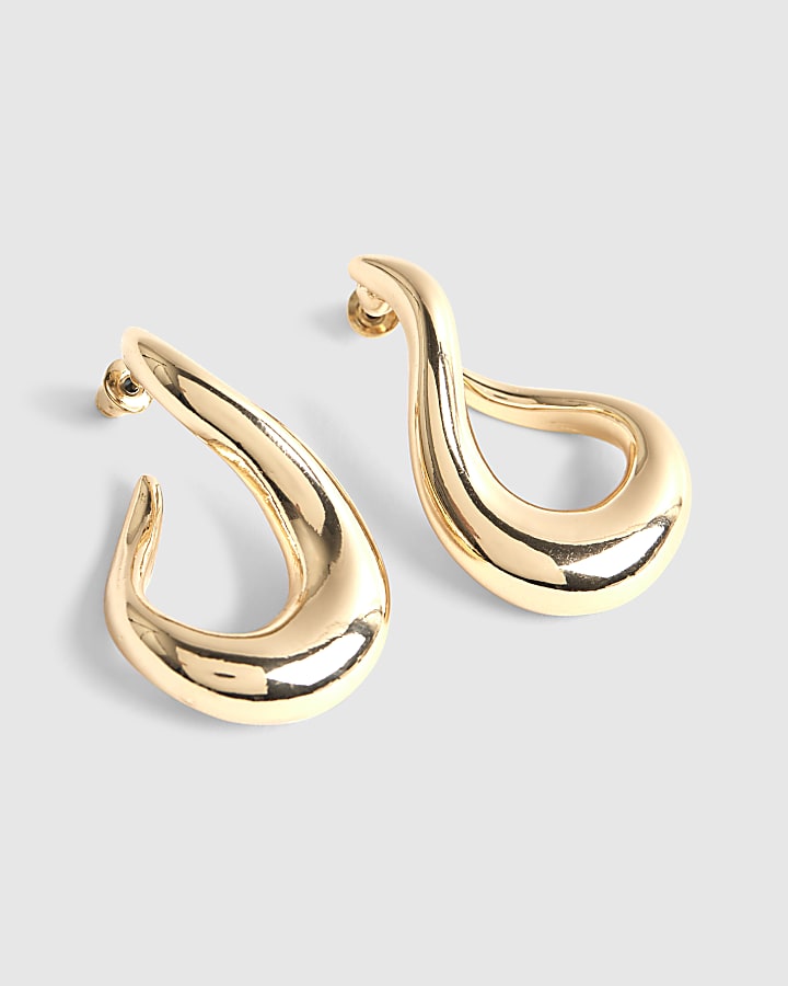 Gold Abstract Hoop Earrings