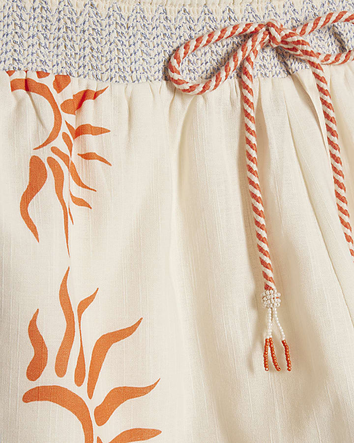 Cream Sun Print Shorts