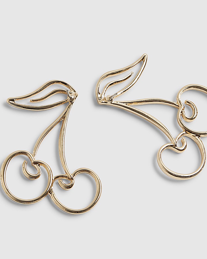 Gold Cherry Drop Earrings