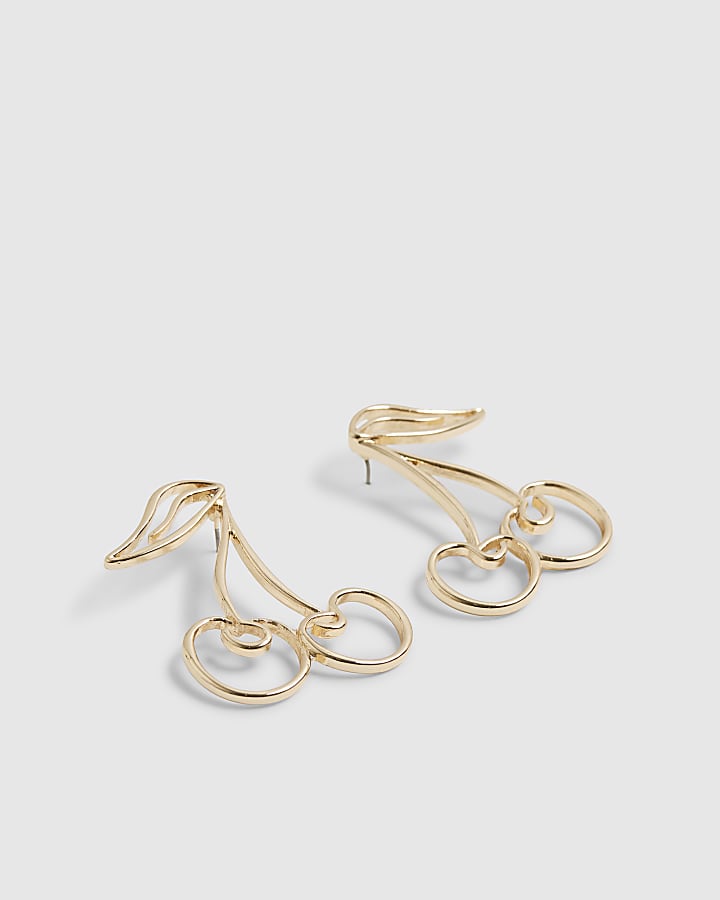 Gold Cherry Drop Earrings