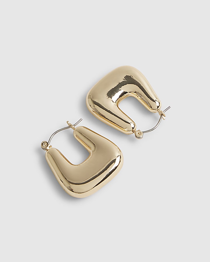 Gold Chunky Square Hoop Earrings