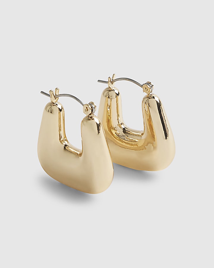 Gold Chunky Square Hoop Earrings