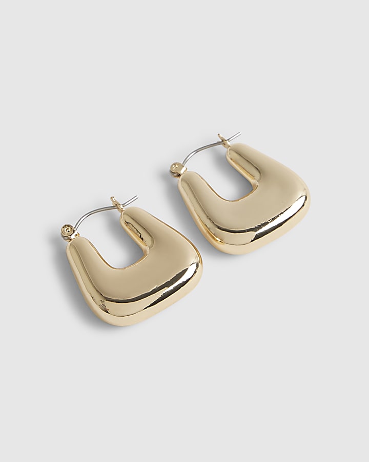 Gold Chunky Square Hoop Earrings