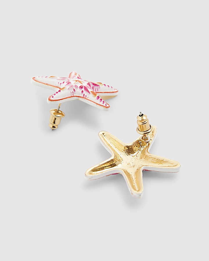 Pink Starfish Stud Earrings