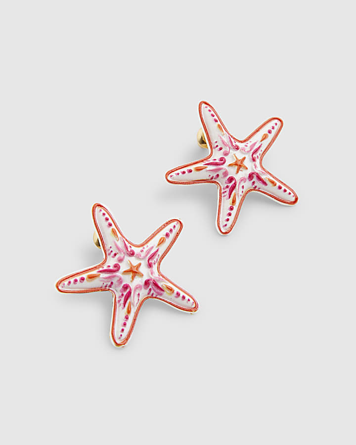 Pink Starfish Stud Earrings