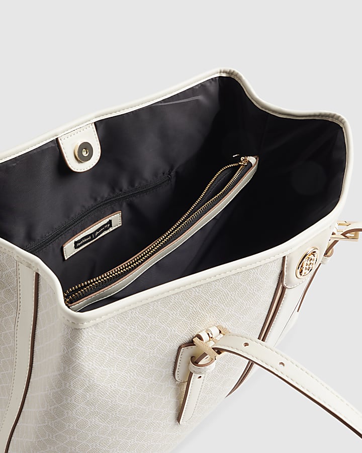 Cream Monogram Print Bundle Shopper Bag