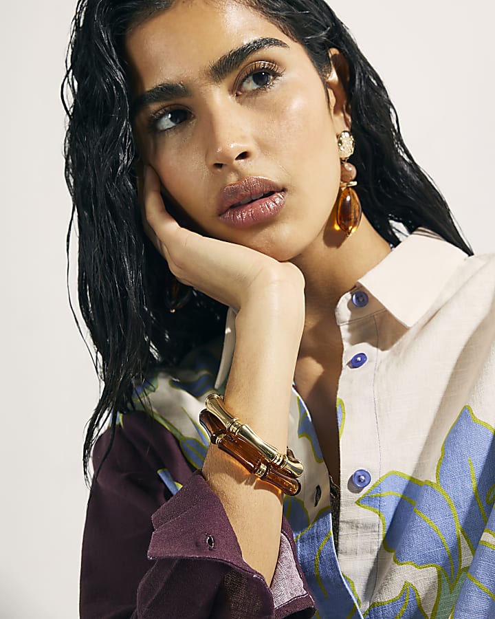 Gold And Tortoise Shell Stretch Bracelet Pack