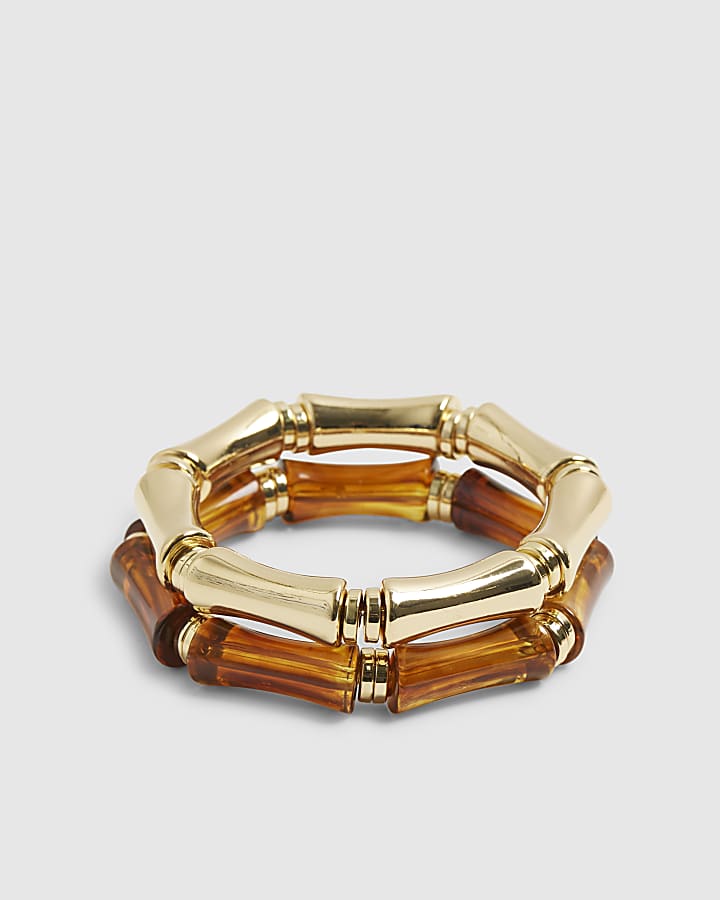 Gold And Tortoise Shell Stretch Bracelet Pack