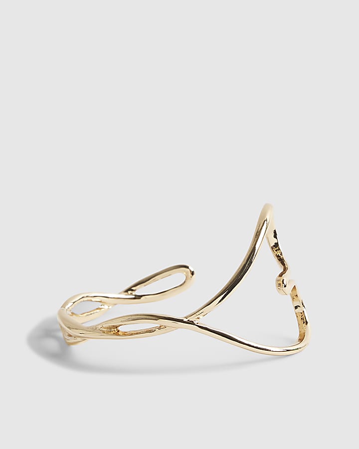 Gold Heart Cuff Bracelet