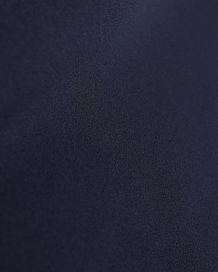 Navy Pull On Flared Trousers