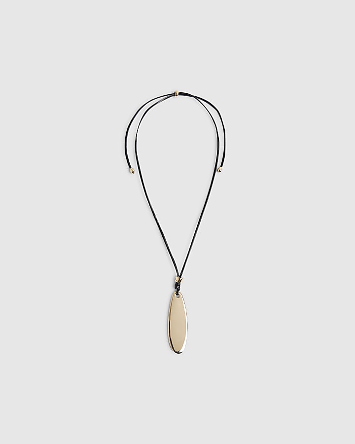 Black Adjustable Corduroy Pendant Necklace