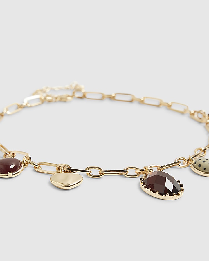 Brown Gem Charm Necklace