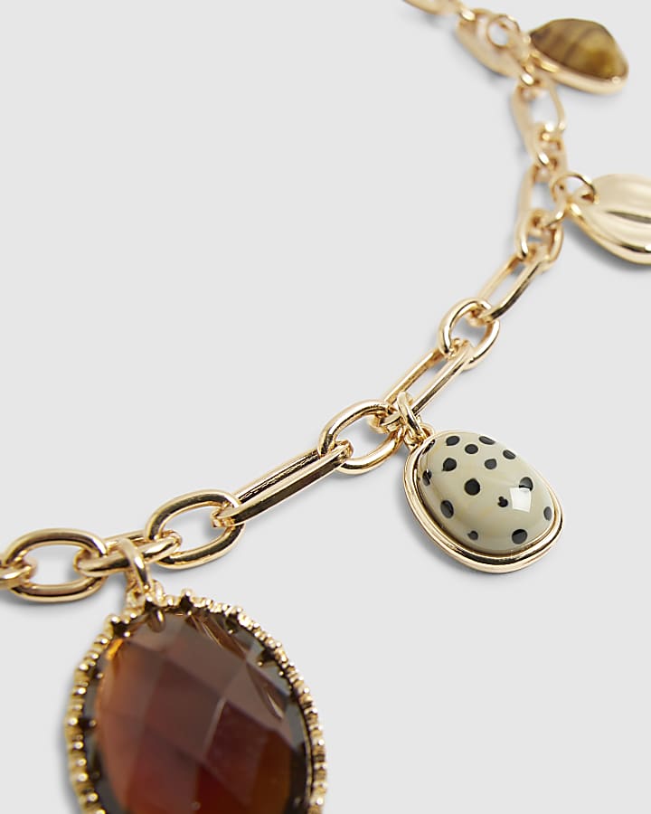 Brown Gem Charm Necklace