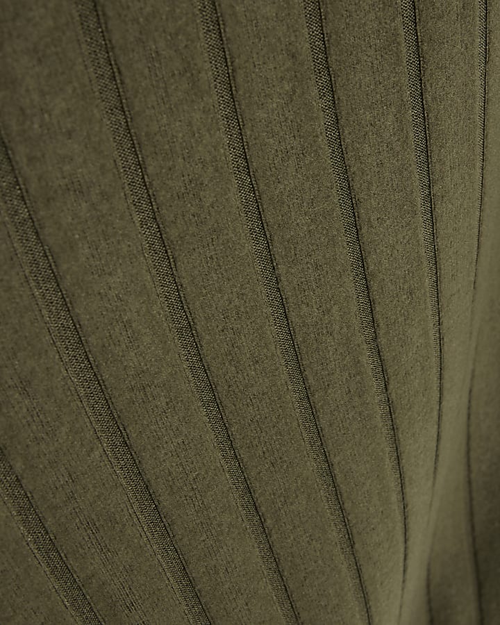 Petite Khaki Long Sleeve Cosy Midi Dress