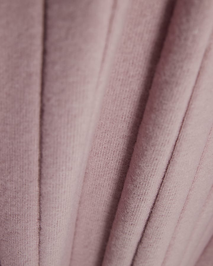 Petite Pink Long Sleeve Cosy Twist Midi Dress