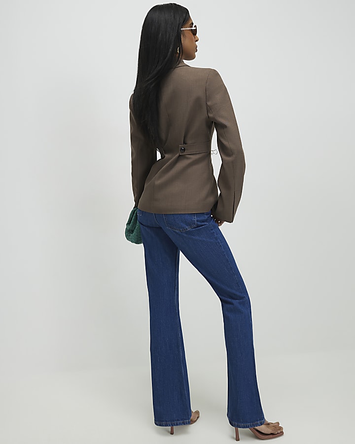 Blue Yoke Detail Bootcut Jeans