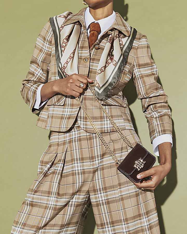 Brown Mini Patent Satchel Purse