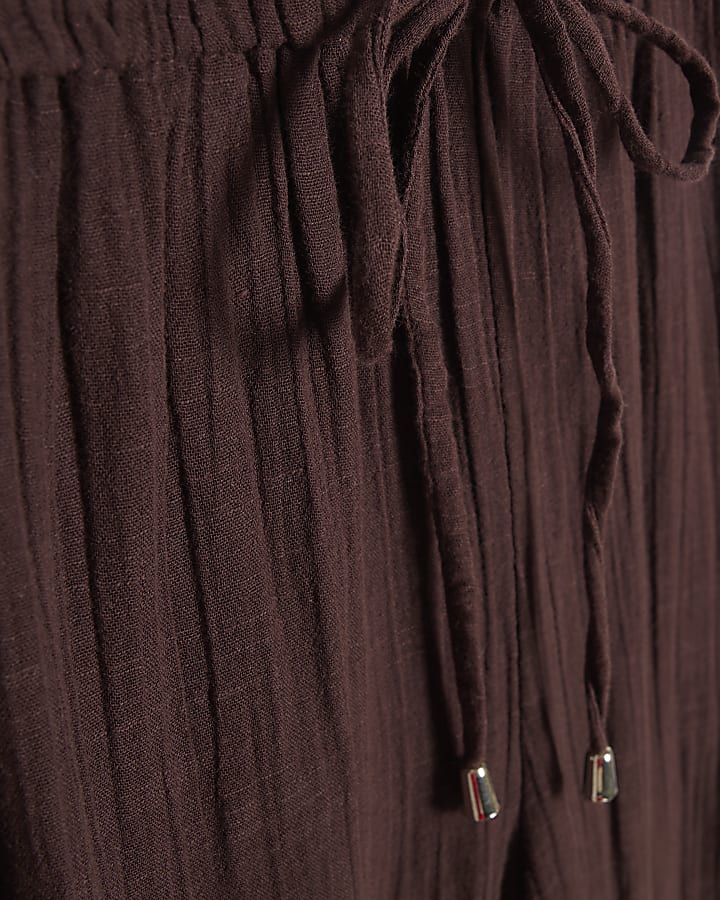 Petite Brown Whipstitch Trousers