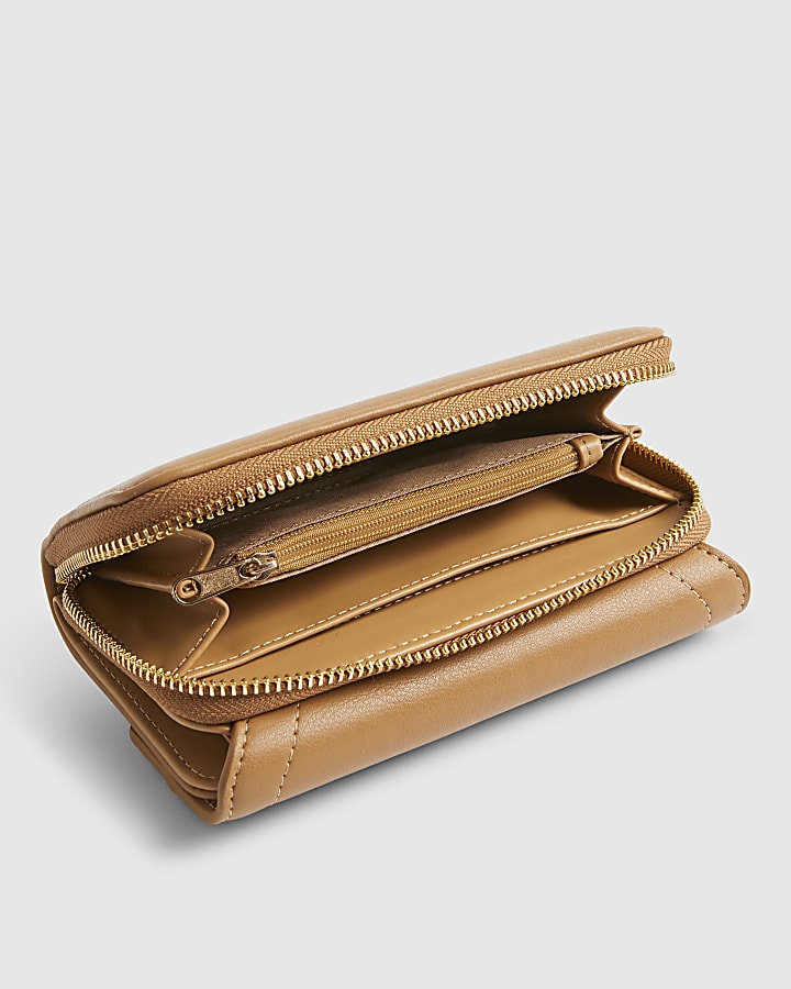 Brown Panelled Tab Front Purse