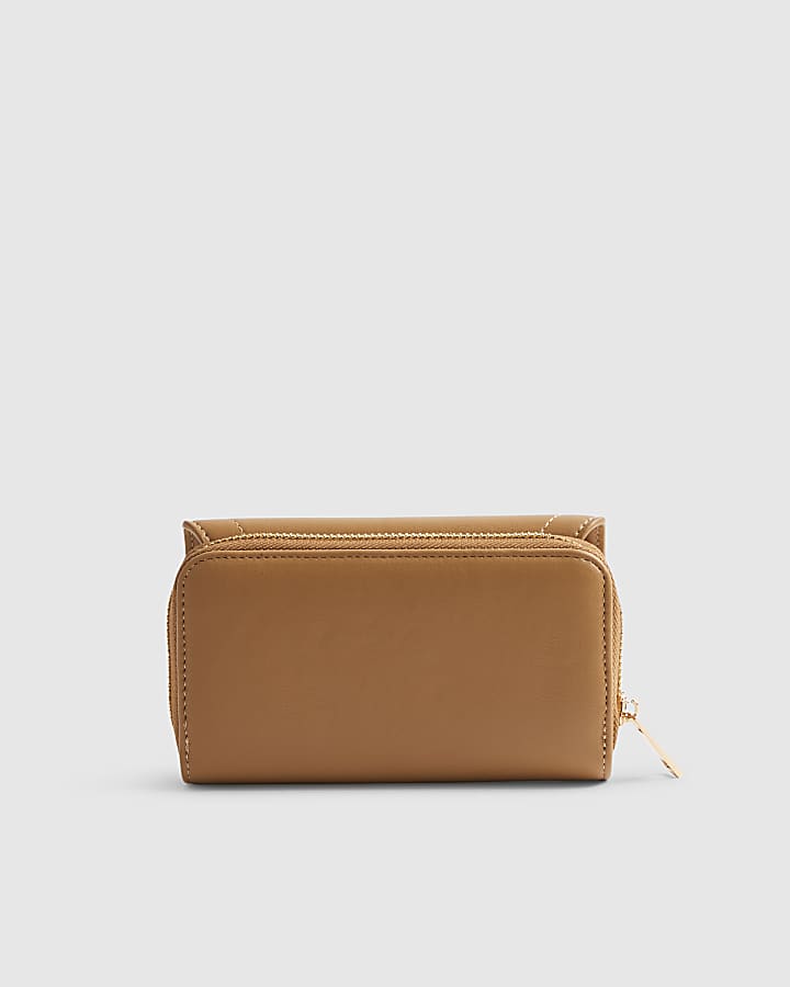 Brown Panelled Tab Front Purse