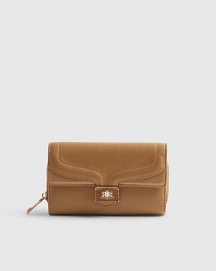 Brown Panelled Tab Front Purse