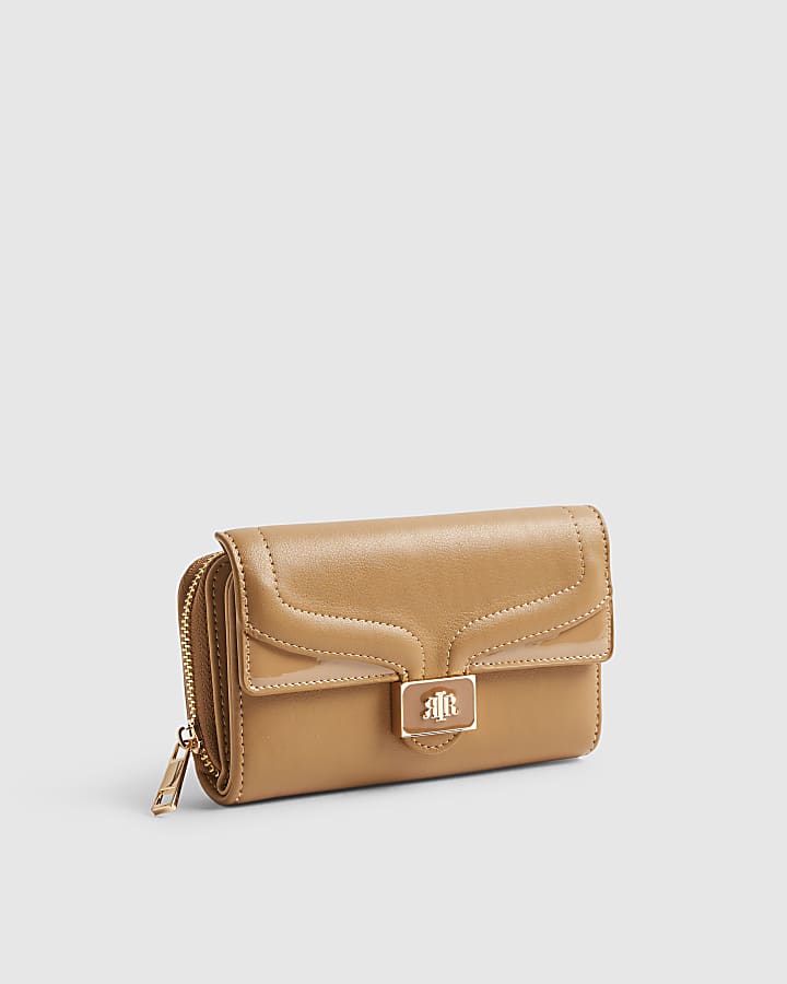 Brown Panelled Tab Front Purse