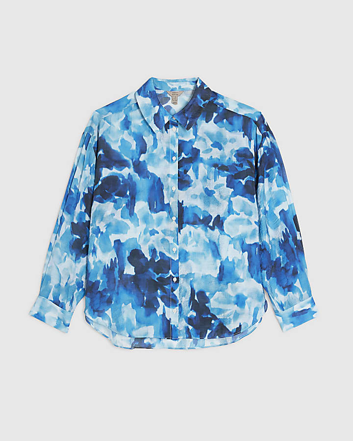 Blue Abstract Print Blouse
