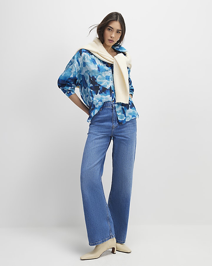 Blue Abstract Print Blouse