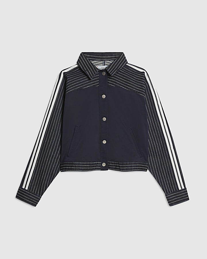 Blue Denim Striped Hybrid Denim Jacket