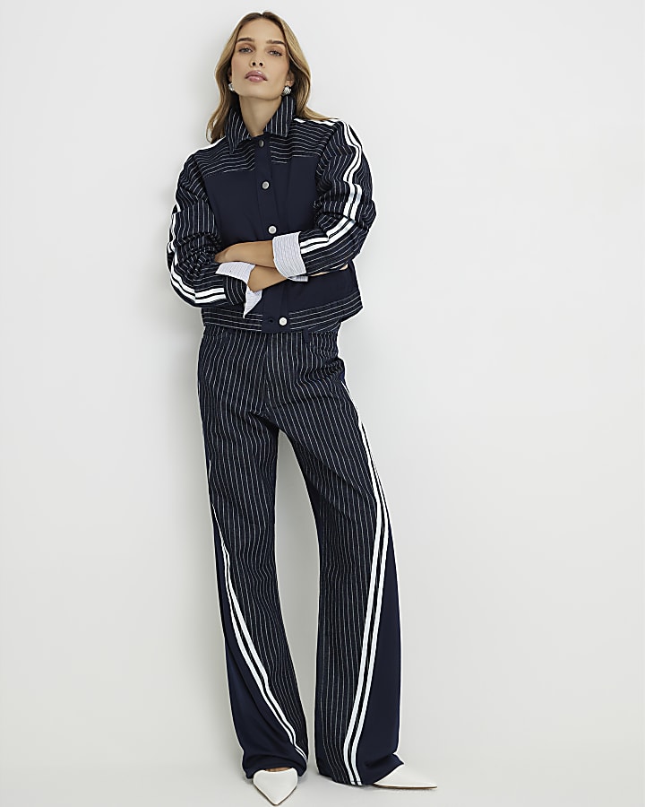 Blue Denim Striped Hybrid Denim Jacket