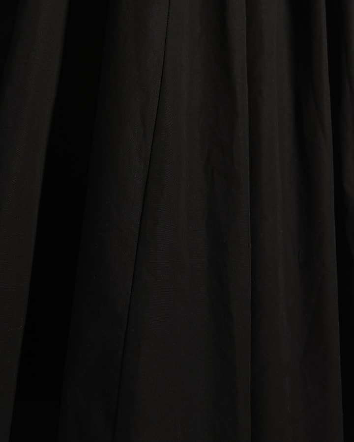 Black Short Sleeve Hybrid Drape Maxi Dress