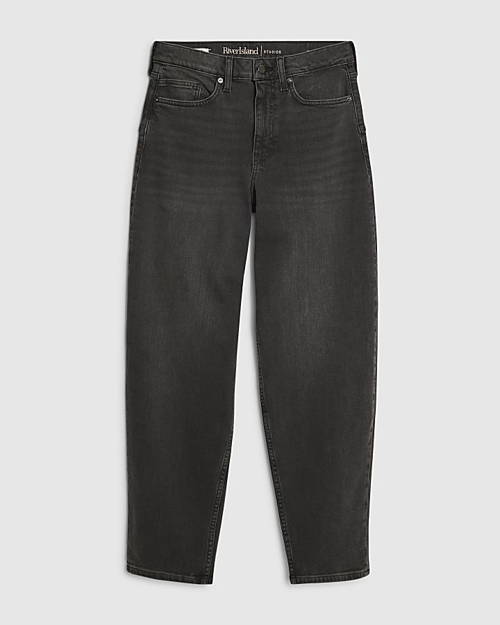Black Barrel Leg Jeans