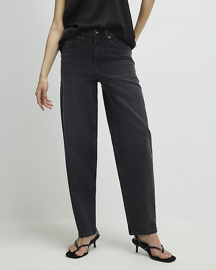 Black Barrel Leg Jeans