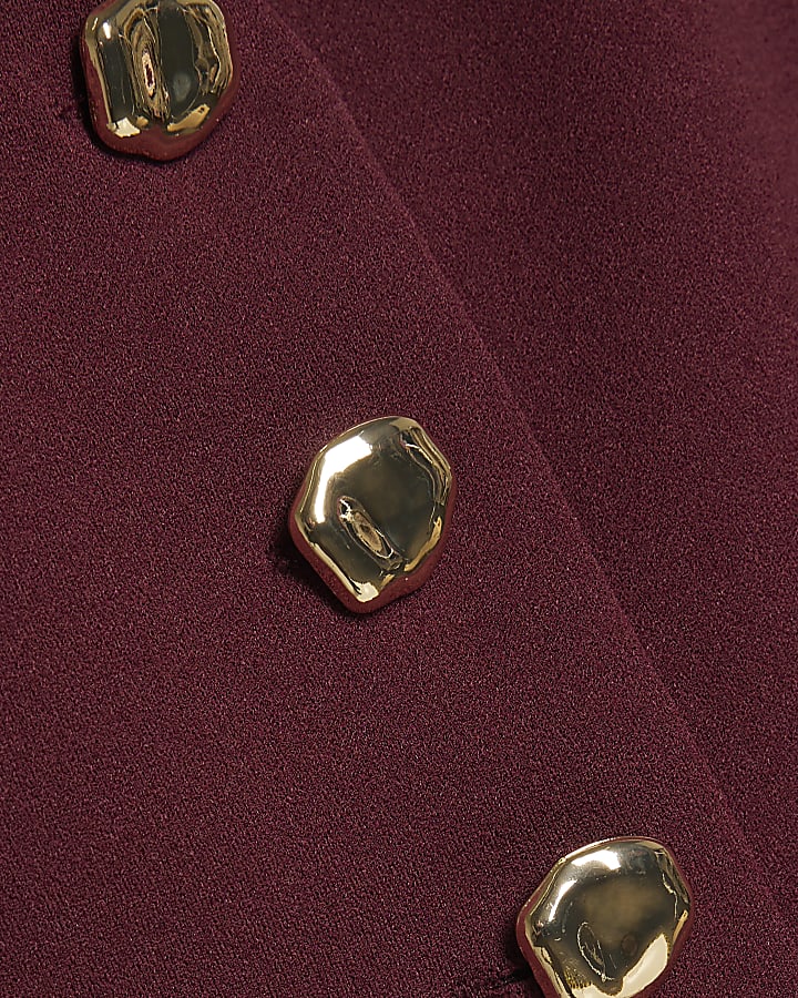 Purple Sleeveless Scarf Neck Waistcoat