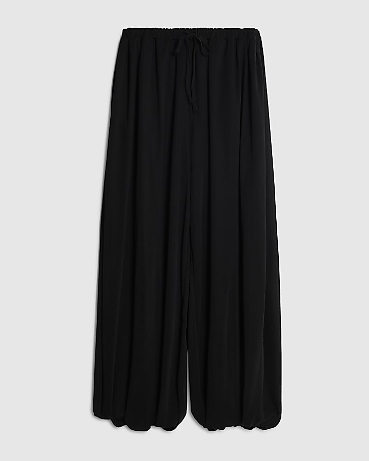 Black Mesh Tie waist Balloon Trousers