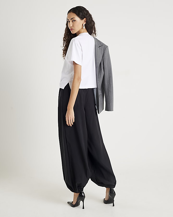 Black Tie waist Balloon Trousers