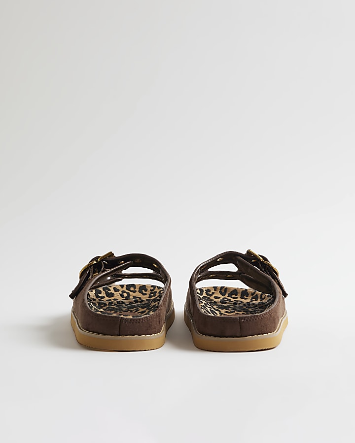 Brown Leopard Lined Footbed Sandals