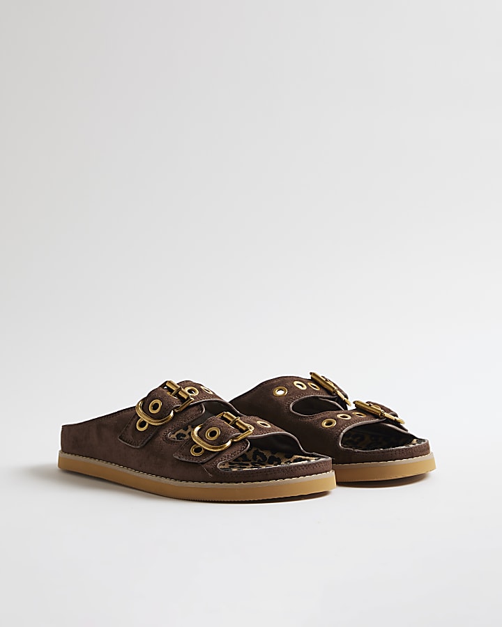Brown Leopard Lined Footbed Sandals