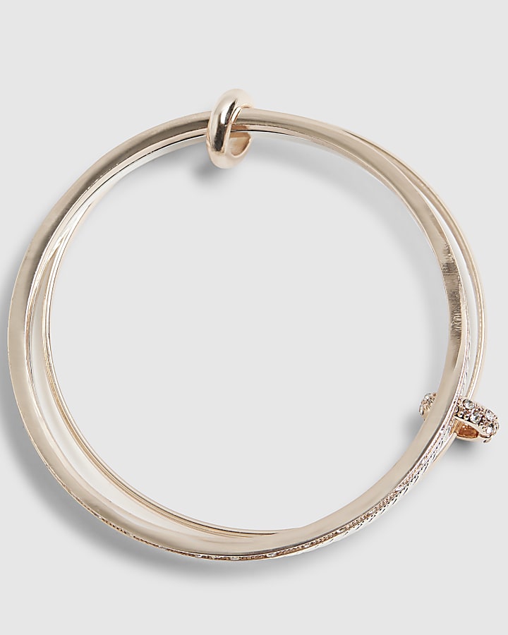 Rose Gold and Silver Linked Stacking Bangle