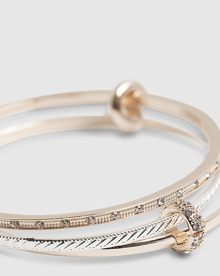 Rose Gold and Silver Linked Stacking Bangle