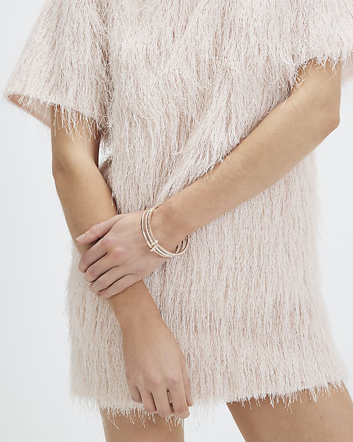 Rose Gold and Silver Linked Stacking Bangle