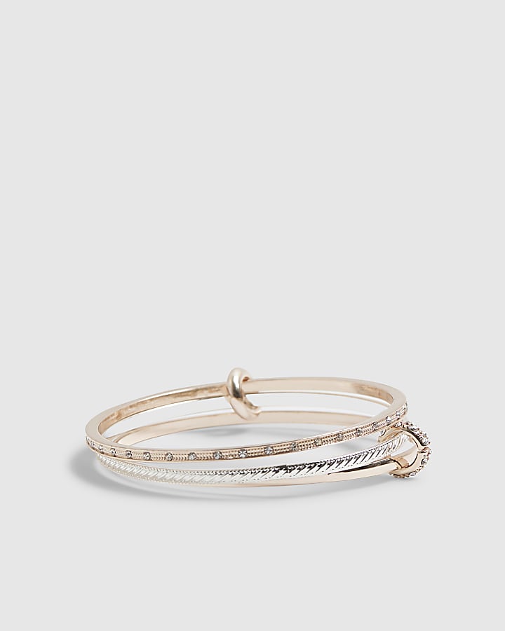 Rose Gold and Silver Linked Stacking Bangle