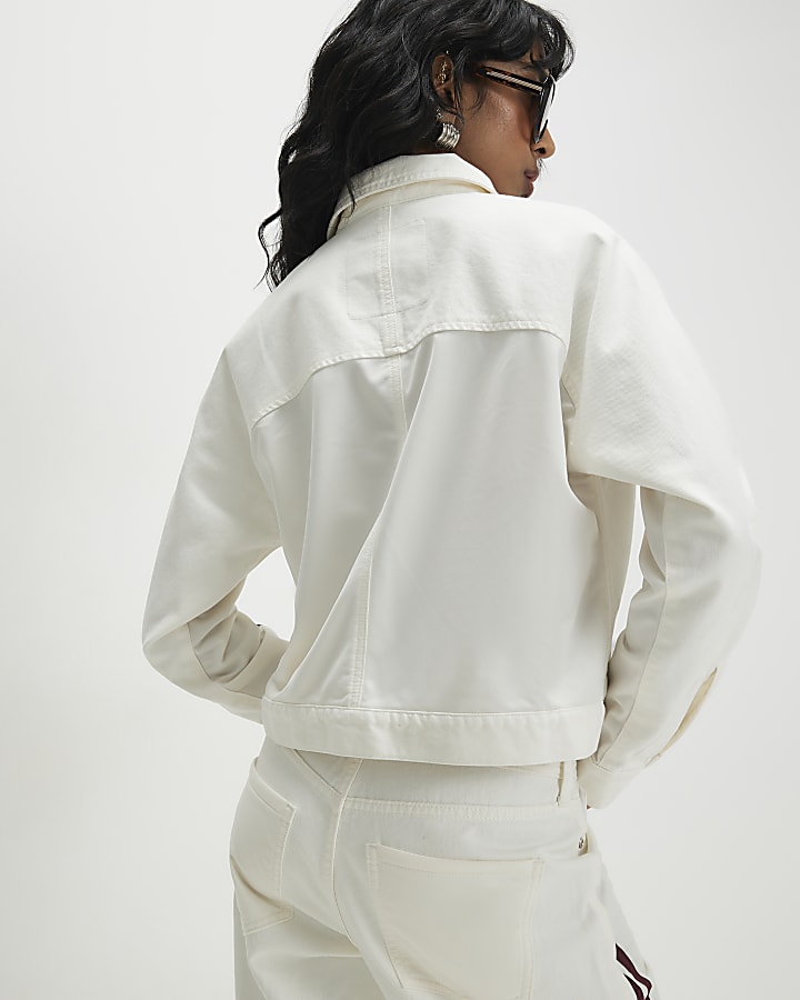 White Stripe Hybrid Denim Jacket