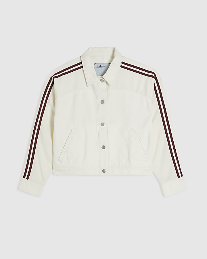 White Stripe Hybrid Denim Jacket